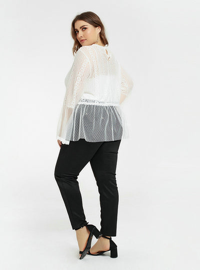 White Lace See Through Long Sleeve Top
