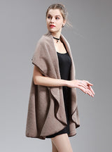 Long Knitted Cardigan Coat Double Lapel Shawl