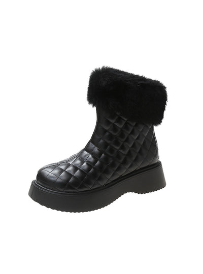 Women's Round Head Back Zipper Boots