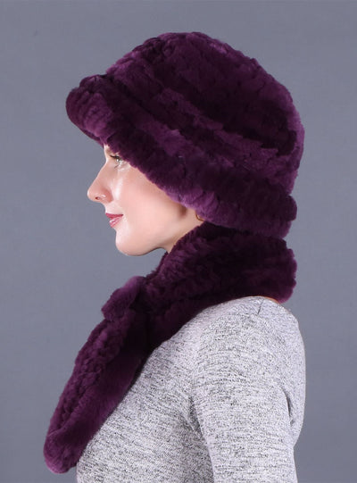 Female Winter Rex Rabbit Hair Knitted Wool Hat