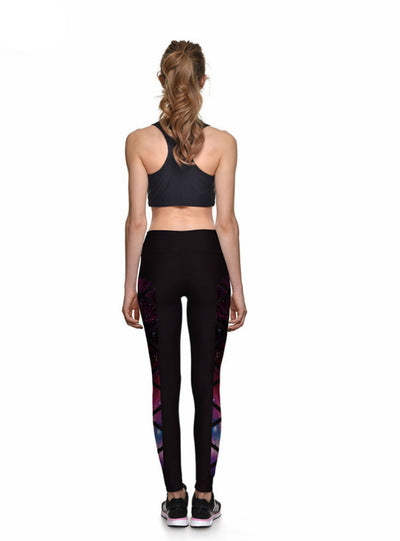 Train Fitness Black Grid Star Galaxy High Waist Elastic 