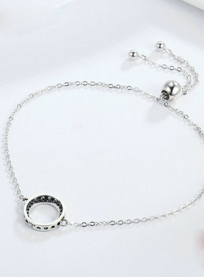 925 Sterling Silver Glittering Round Circle Chain