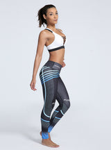 Elastic Sporting Leggings Gradient Color Stripe Print 