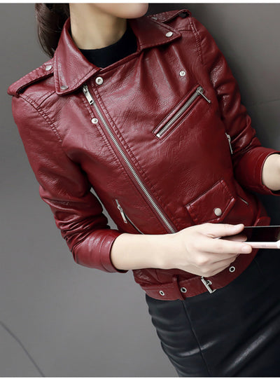 Soft Leather Jacket Zipper Motorcycle PU Leather Jacket