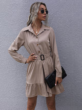 Collar Solid Color Shirt Dress
