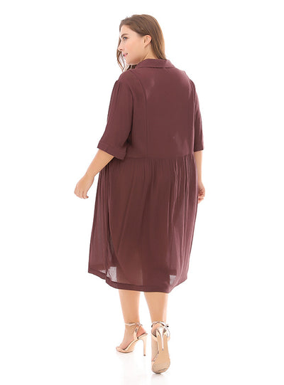 Plus Size Solid Color Knitted Dress