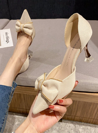 Women Bow-tie Black Thin Shoes