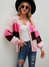 Loose Striped Color Matching Coat Knitted Cardigan