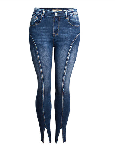 Mid-waist Stretch Split Jeans