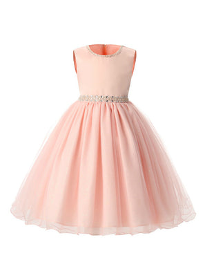 Pink Children Dresses For Girls Kids Formal Wear