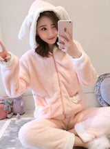 Women Gray Zipper Up Velvet Suit Sleepwear