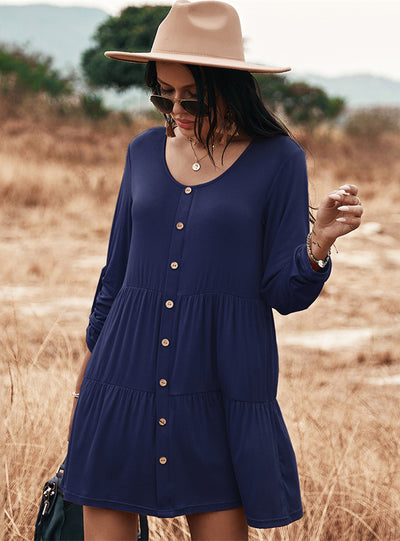 Round Neck Casual Knit Long Sleeve Dress