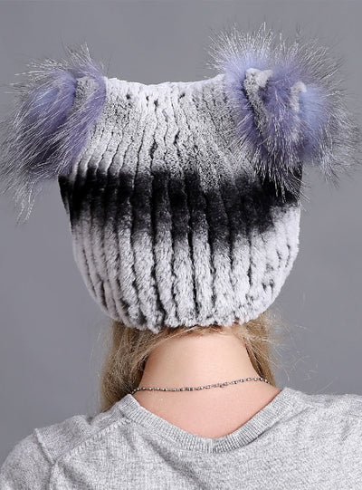 Rex Fur Hats Ladies Thicken Keep Warm