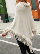 Collar Solid ColorKnitted Cape Shawl
