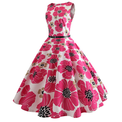 Retro Sleeveless Print Dress