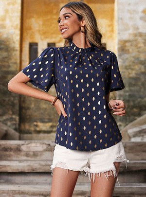 Printed Short-sleeved Polka-dot Shirt