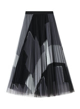 High Waist Pleated Long Plaid Gauze Skirt
