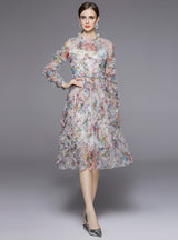 Women Chiffon Floral Cake Dress