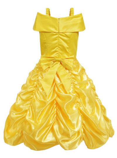 Girls Princess Belle Dress Kids Yellow Party Dress
