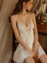 Sexy Ice Silk Robe Trumpet Sleeve Bathrobe