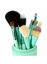 Makeup Brush Set 12Pcs Kit Leather Cup Holder