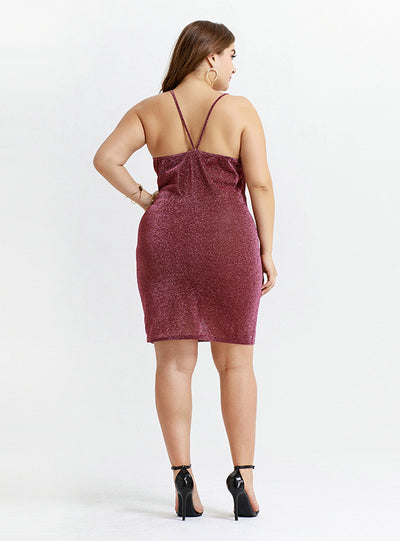 Sexy Strap Nightclub Bright Silk Hip Dress