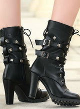 High heels Platform Buckle Zipper Rivets Sapatos
