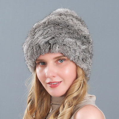 Hand-knitted Rabbit Fur Hat