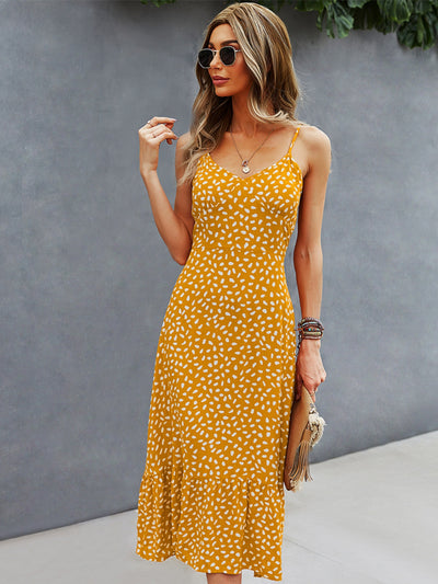 Sexy V-neck Printed Casual Dress