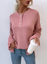 Round Neck Button-down Cardigan Sweater