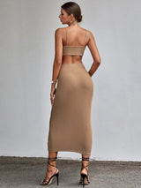 Sleeveless Backless Hollow Dress