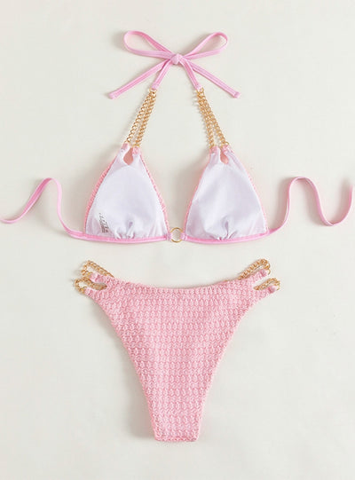 Women Chain Triangle Beach Swimsuit