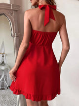 Sexy Backless Flounce Dress