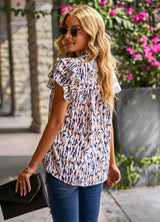V-neck Loose Casual Short Sleeve Shirt