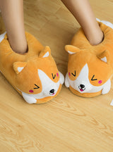 Koi Dog Slippers Cartoon Cute Double Warm Plush 