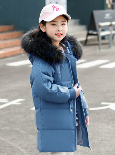 Girl's Ccotton-Padded Foreign-Style Down Jacket Hat