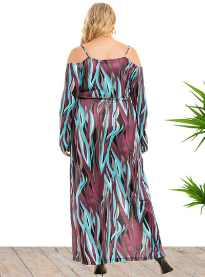 Plus Size Sexy Print Split Long Dress