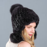 Rabbit Fur Fox Fur Ball Ear Protection Thick Warm Hat
