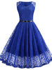 Retro Round Neck Lace Big Swing Dress