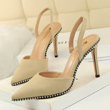 Suede Shallow Rivet Pointed Women Sandals