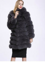 Faux Fur Stitching Hooded Coat Fluffy Jacket