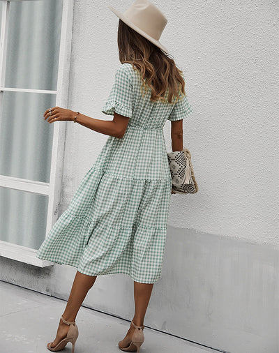 Plaid Temperament Big Swing Dress