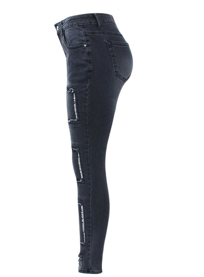 Torn Stretchy Denim Trousers Ripped Skinny Jeans 