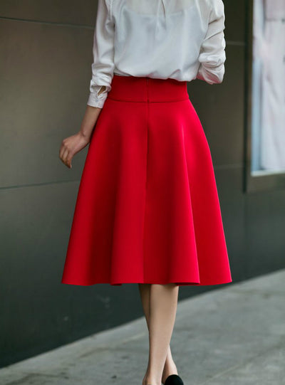 Skirt High Waisted Skirts Womens White Knee Length