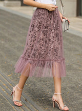 A Line High waist Gauze Skirt Half-length Dress