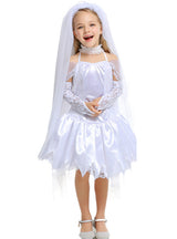 Children's Bride White Princess Dress Chest Wiped White