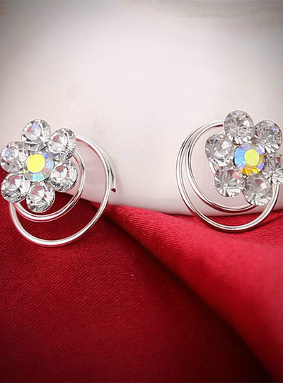 12Pcs Hair Decor Crystal Rhinestone Flower Hair 