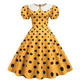 Dot Short Sleeve Doll Collar Print Dress