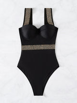 Diamond-inlaid Steel Plate Gathers Swimsuit