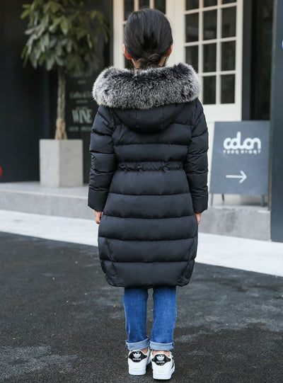 Girls Down Jacket Winter White Duck Down Long